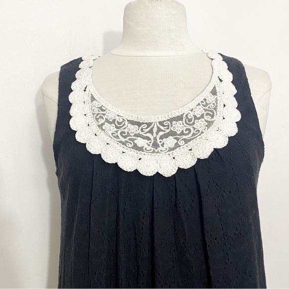 STYLE & CO crochet and lace trim lacy lined tunic top elastic at back waist M - Picture 2 of 9